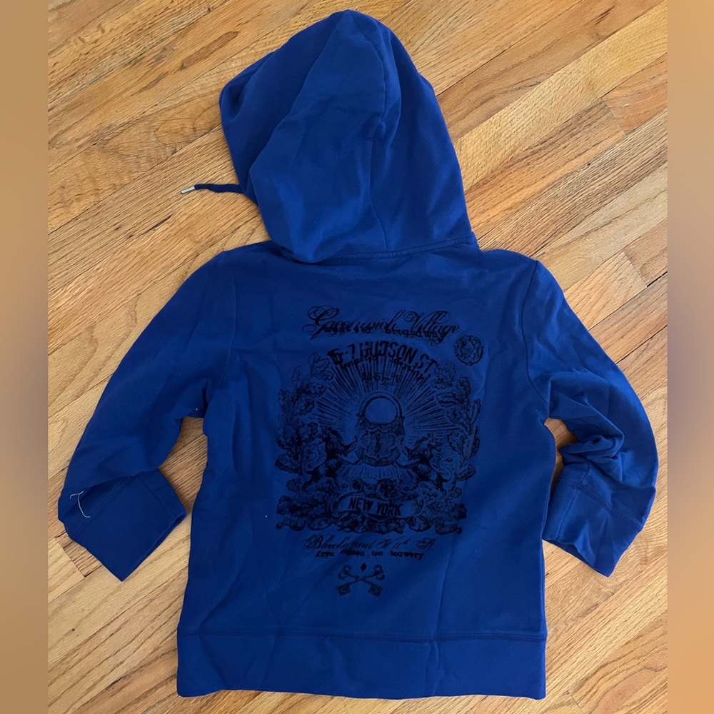 Vintage Express Electric Blue Graphic Hoodie Sweatshirt